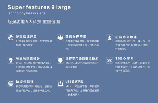 堡德伦指纹锁 密码刷卡锁具有自我保护功能、节能环保