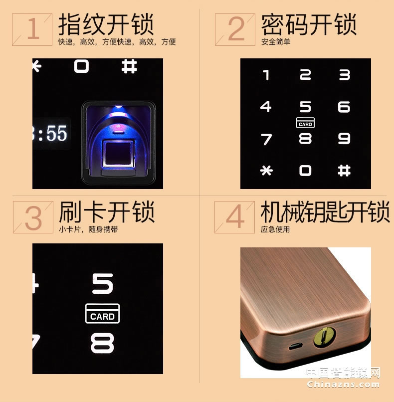 移康智能指纹锁 家用电子锁防盗门锁门锁磁卡锁密码锁