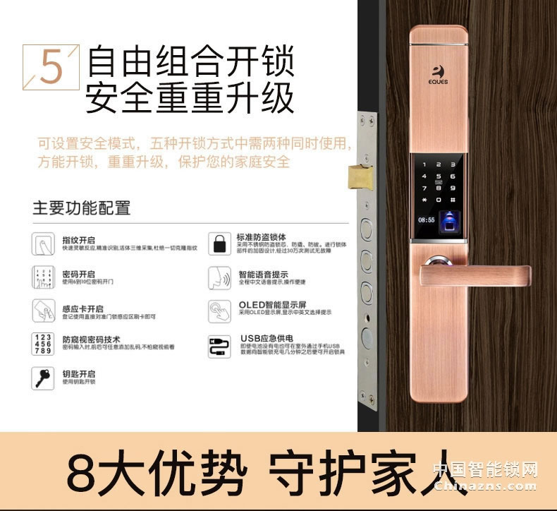 移康智能指纹锁 家用电子锁防盗门锁门锁磁卡锁密码锁