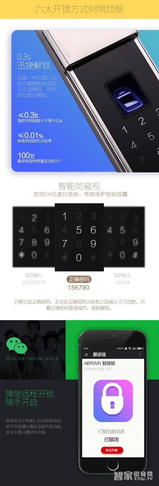 爱波瑞Abrain智能锁 全不锈钢滑盖智能锁