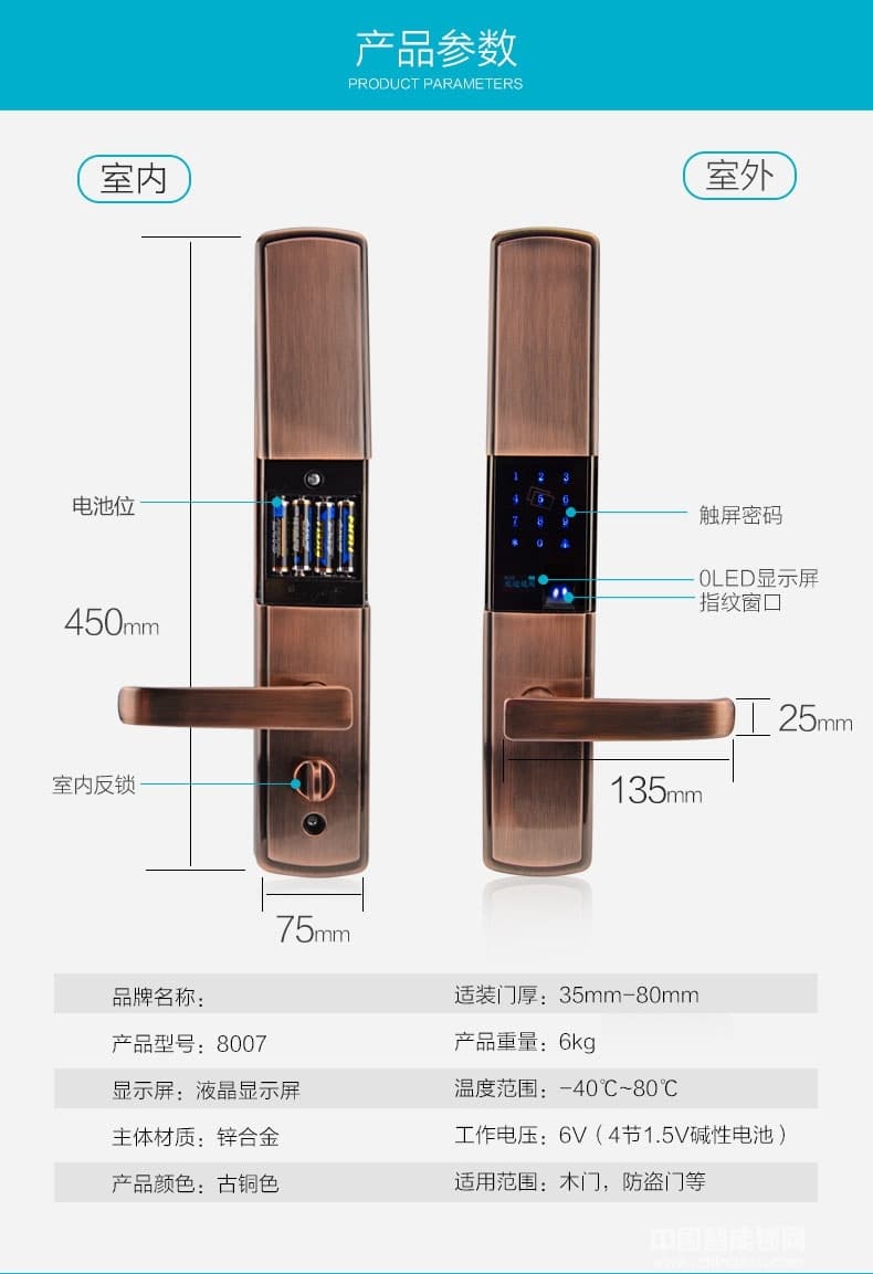 鑫国鑫智能锁 三防四合一指纹密码锁 滑盖智能门锁