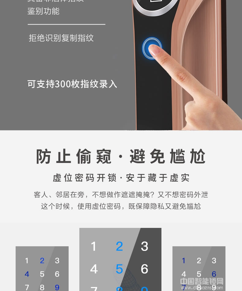 万事威指纹锁 半导体智能门锁家用防盗门电子密码锁