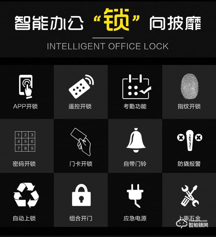 骏奇智能锁 免开孔玻璃门密码锁 智能指纹锁
