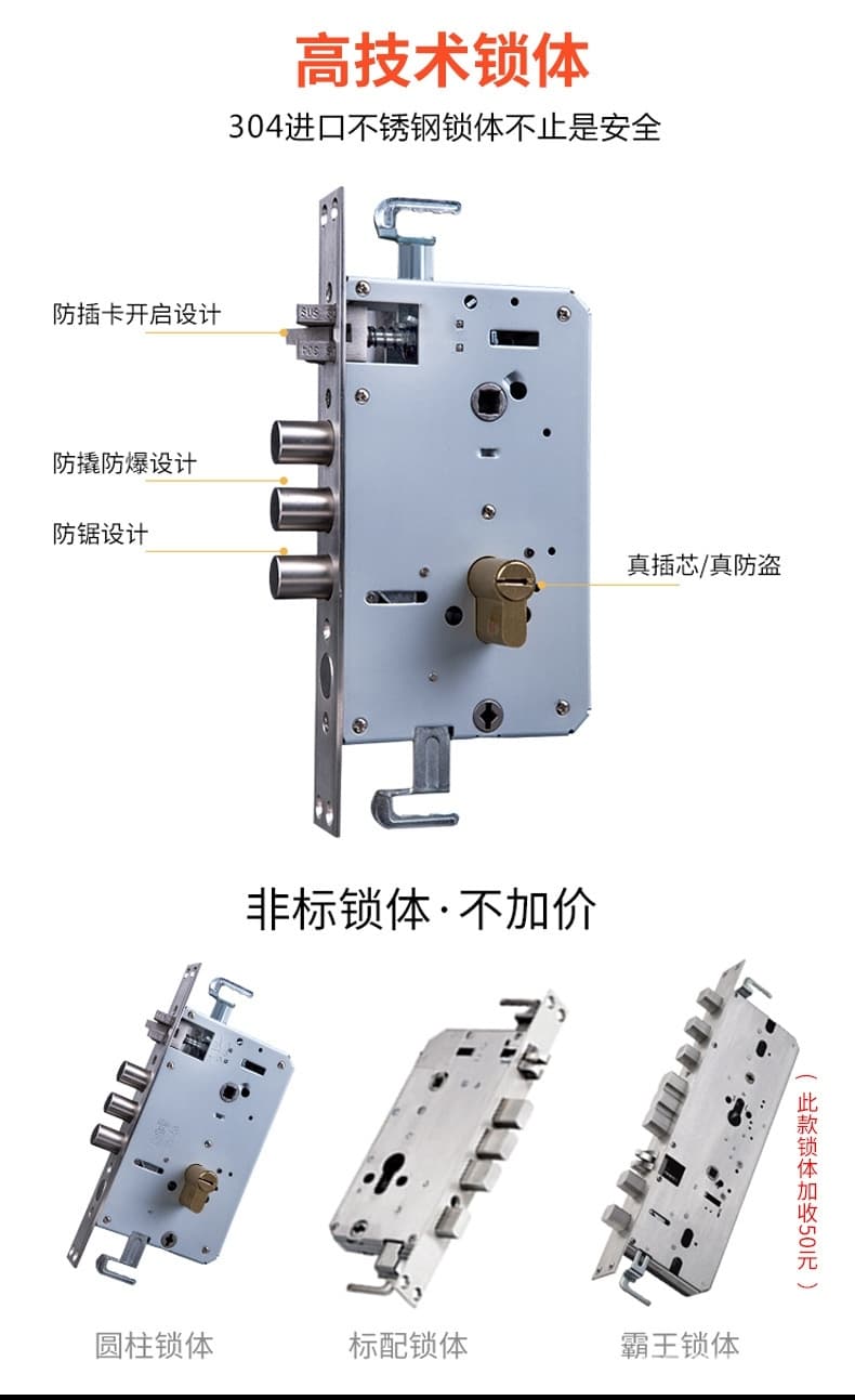 帅荣智能锁 不锈钢指纹识别锁 电子感应密码锁