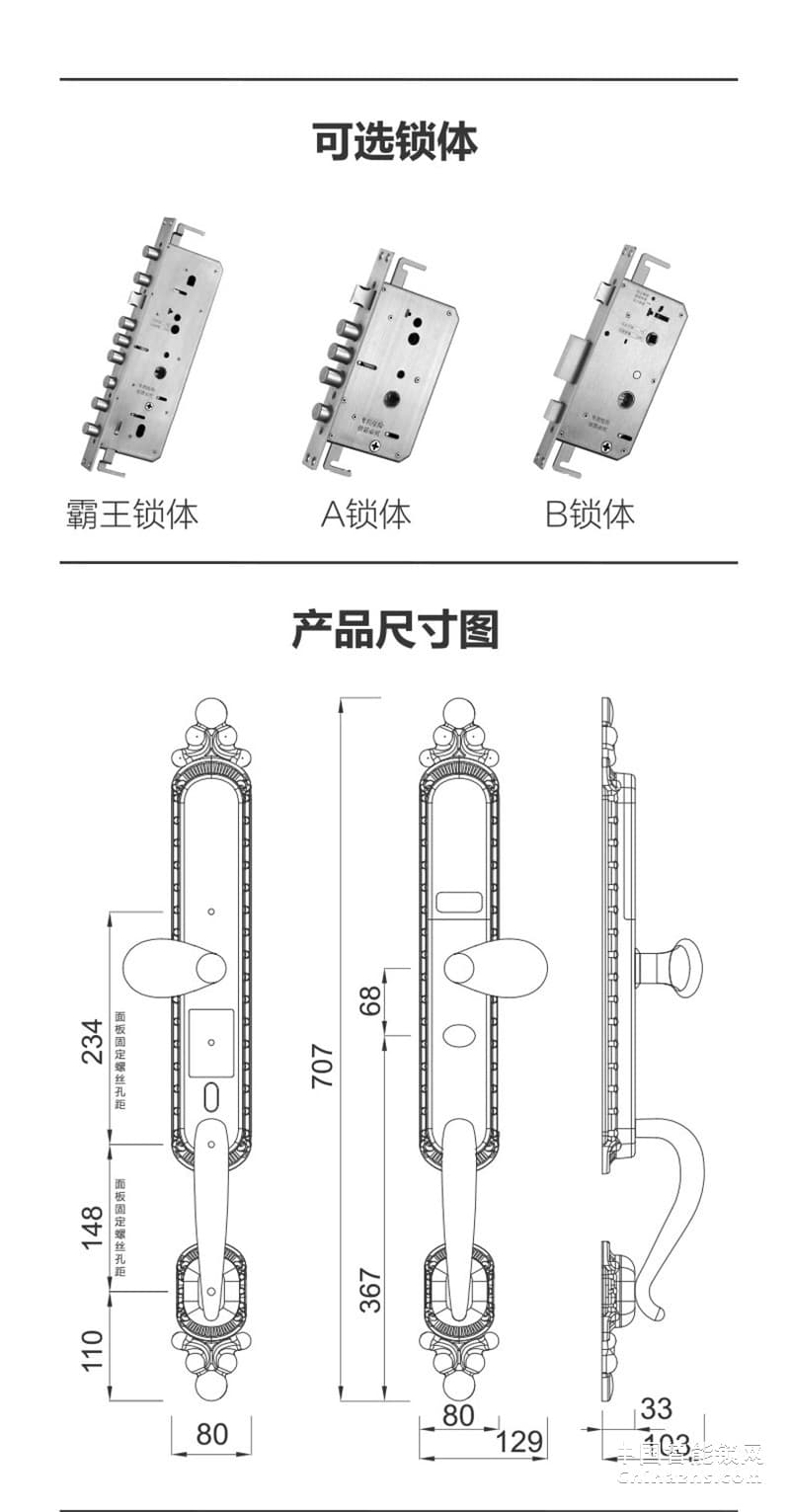 耐特别墅指纹锁 豪华铜门N6