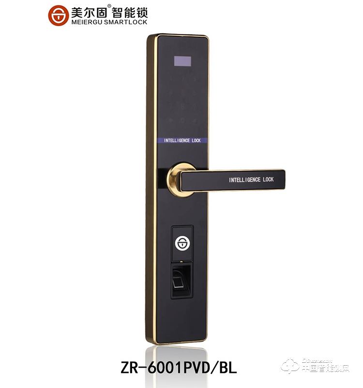 美尔固指纹锁 ZR-6001PVD/BL刷卡密码智能锁