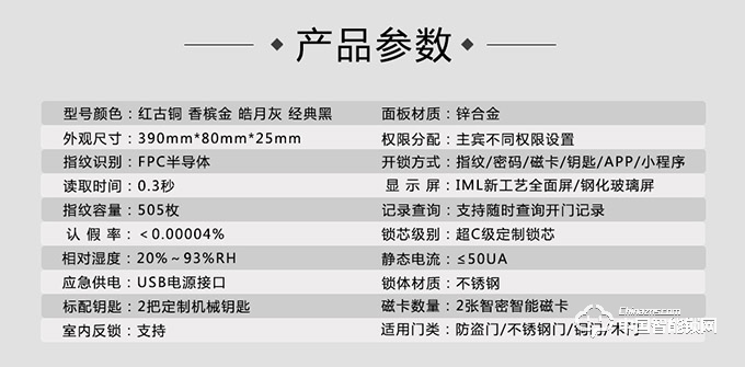 智密智能锁 皓月灰指纹密码锁 防盗门电子锁H6