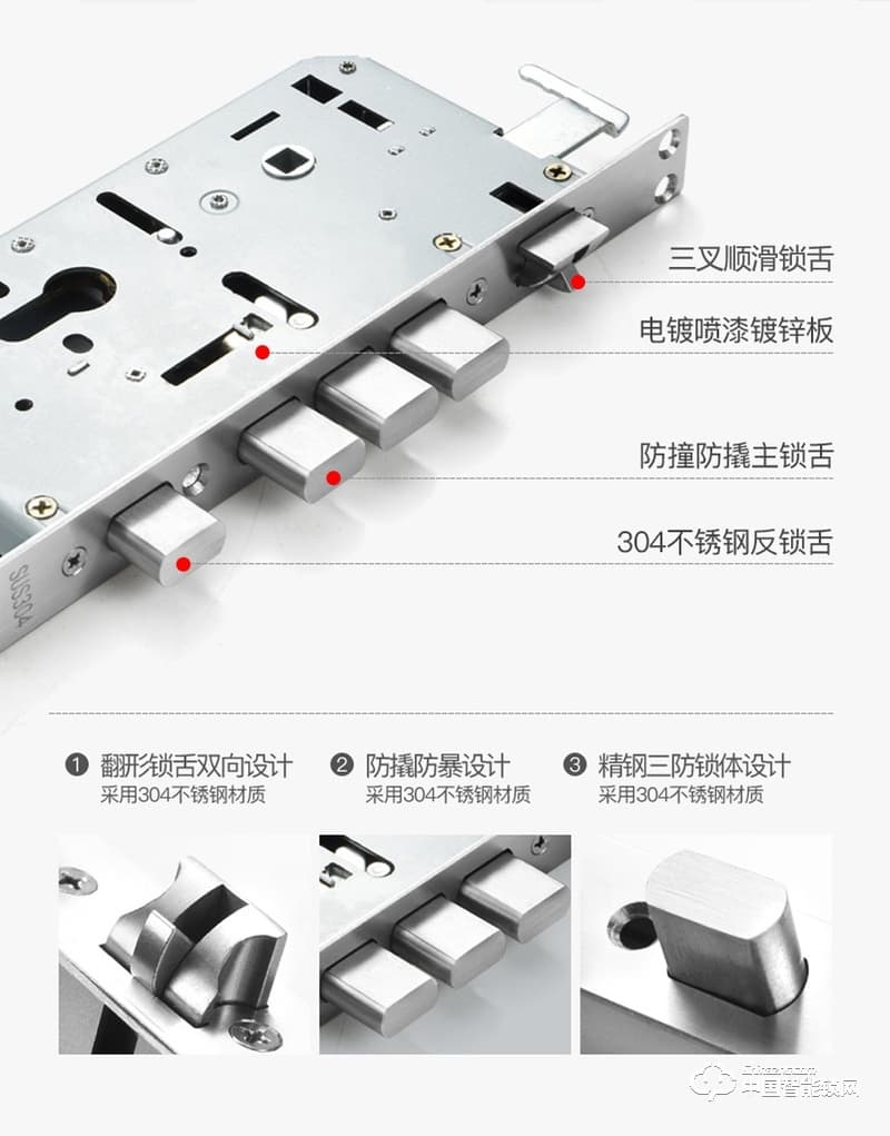 智密智能锁 经典黑小滑盖指纹锁 家用防盗密码锁F6