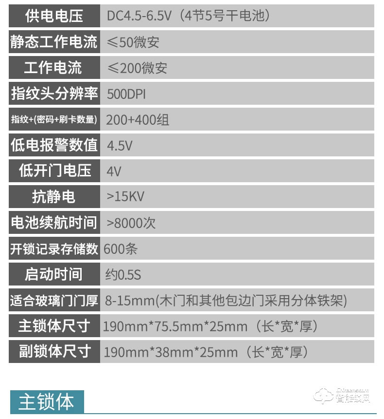 酷丰指纹锁 智能密码锁门禁免开孔玻璃门锁