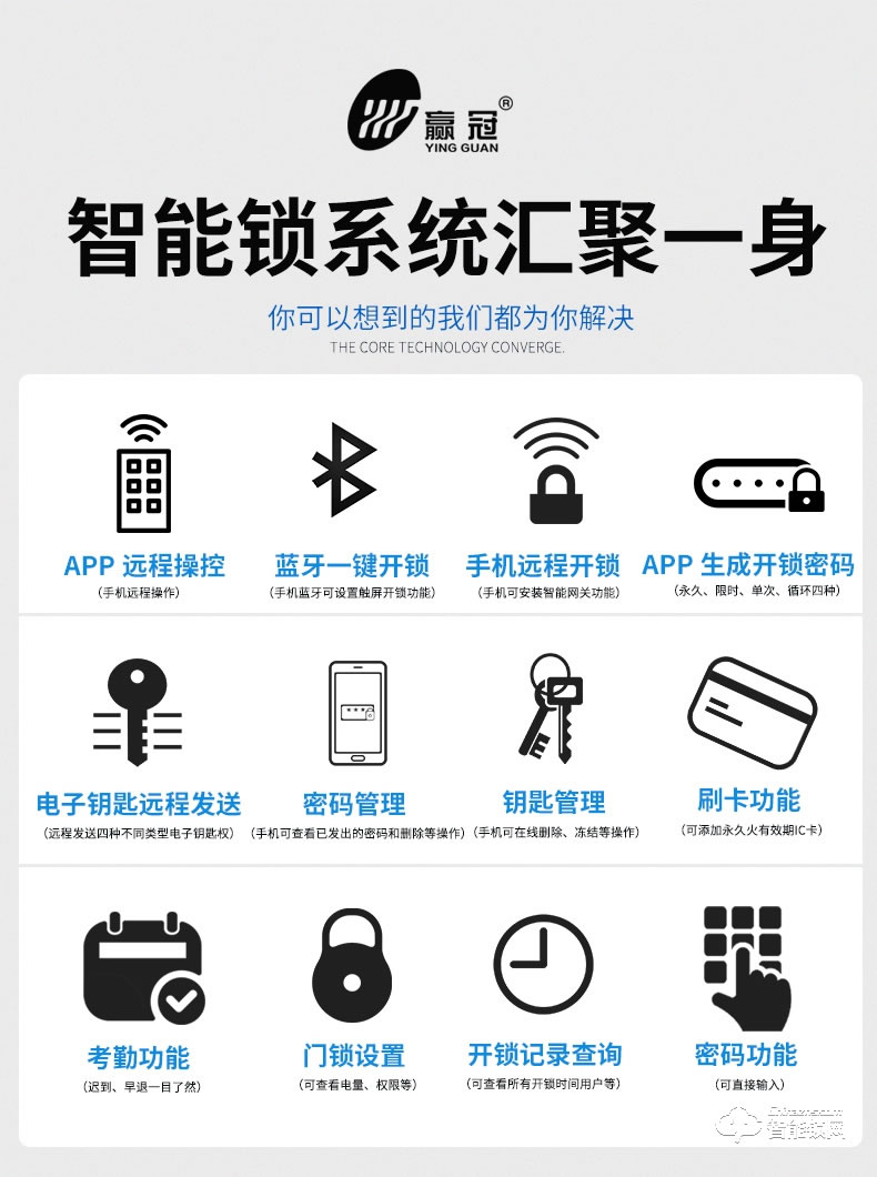 赢冠智能锁 指纹锁密码锁APP锁