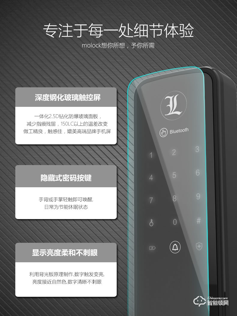 居顶指纹锁 家用防盗门智能锁磁卡锁