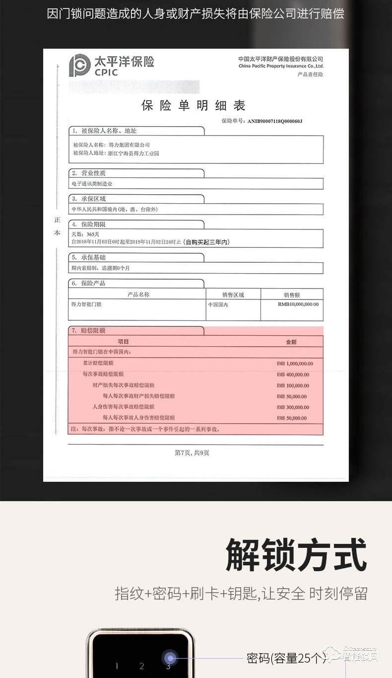 得力智能门锁 办公家用防盗门锁智能刷卡磁卡锁