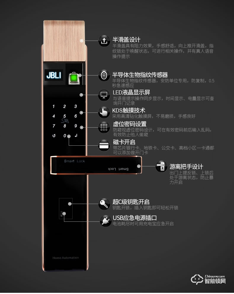 佳宝丽智能锁 家用防盗门智能电子密码锁