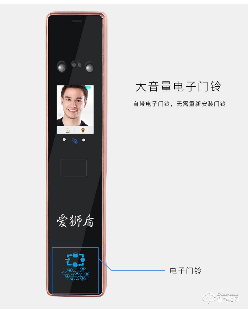 爱狮盾智能锁 ASD-F3智新款人脸识别密码锁