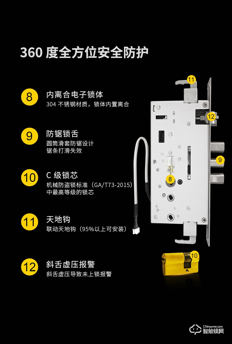 青稞智能锁 T7华为智卡版家用指纹密码防盗门门锁