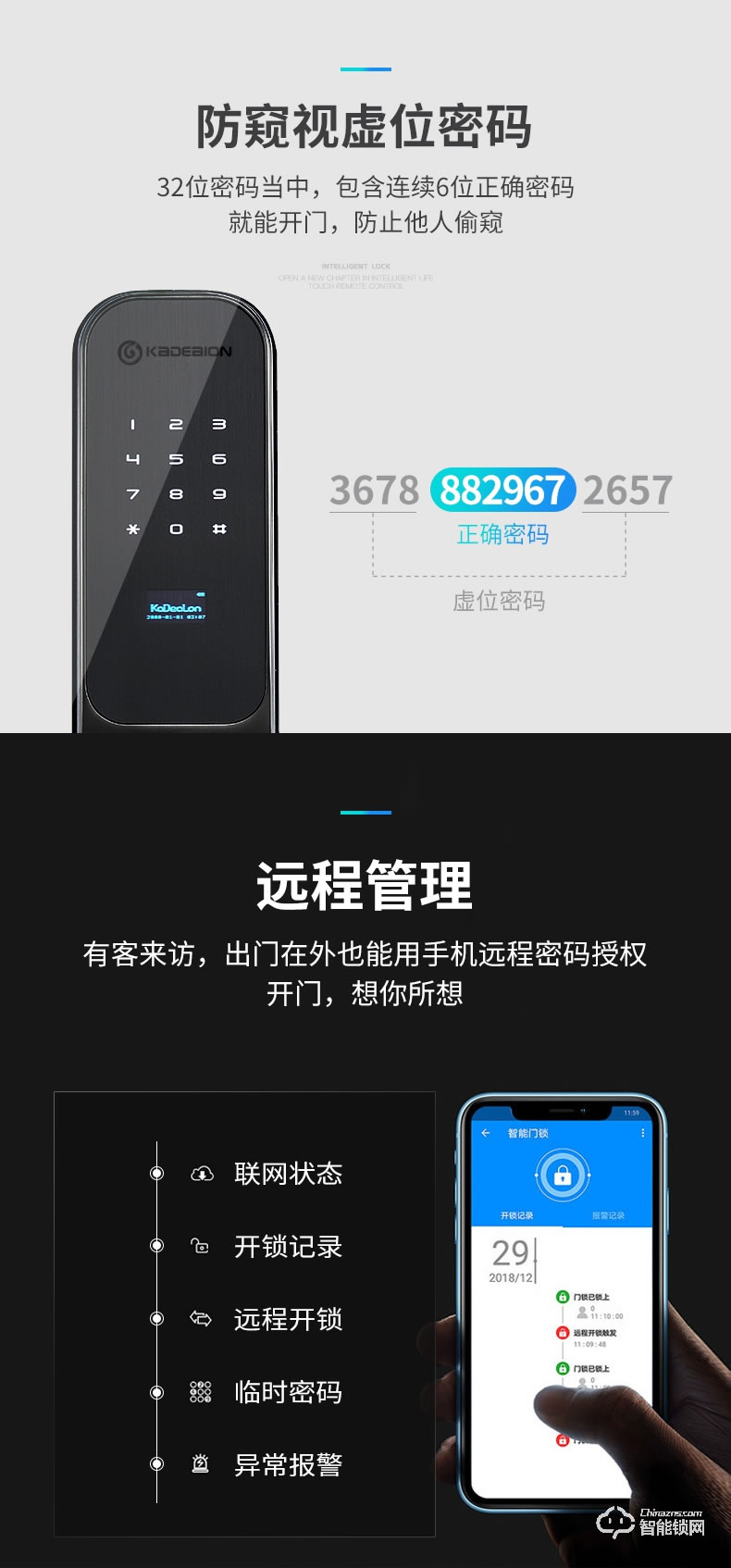 卡迪龙智能锁 磁卡感应通用大门电子密码锁
