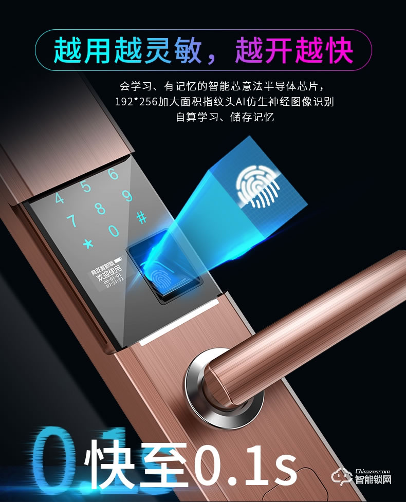 典匠智能锁 6012滑盖遥控电子感应门锁
