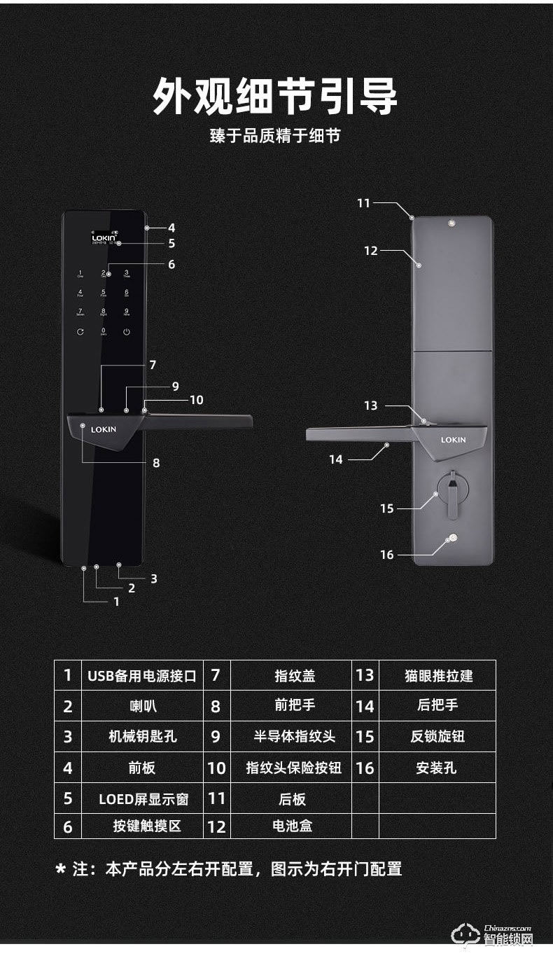 乐肯智能锁 6613入户指纹锁智能门锁电子锁