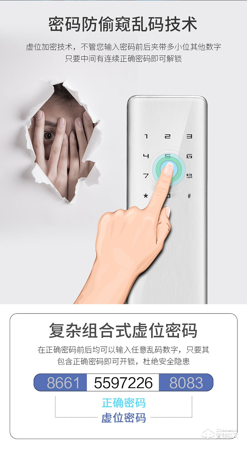 玥玛智能锁 W8新款指纹密码锁入户大门防盗门锁