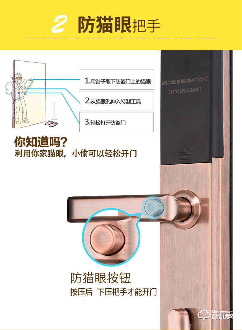 玥玛智能锁 FP-A8家用滑盖电子遥控智能门锁