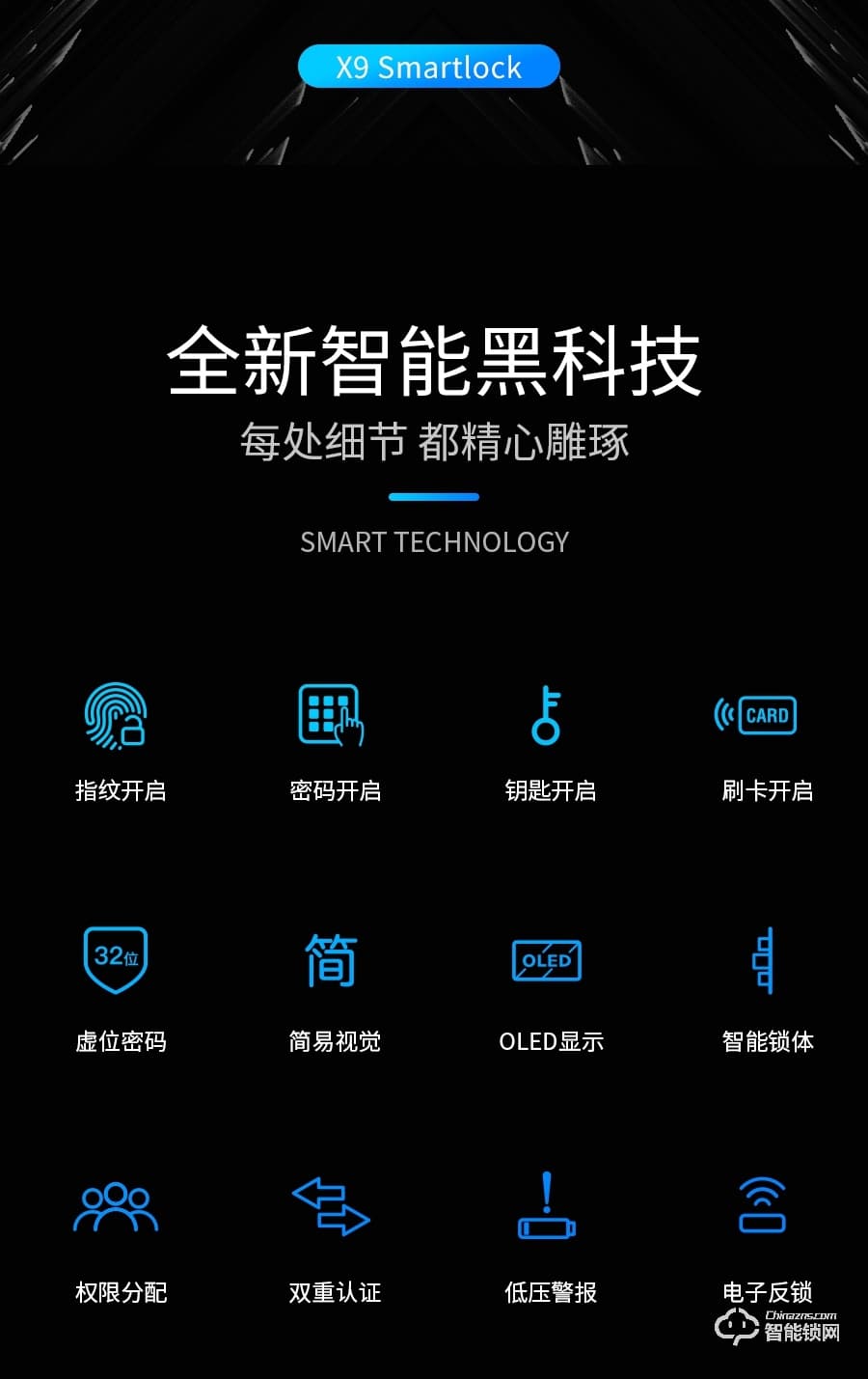 VOC智能锁 X9全自动家用防盗门安防智能锁