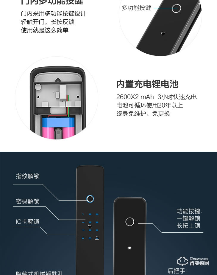 居联智能锁 Q3半导体活体识别全自动智能锁