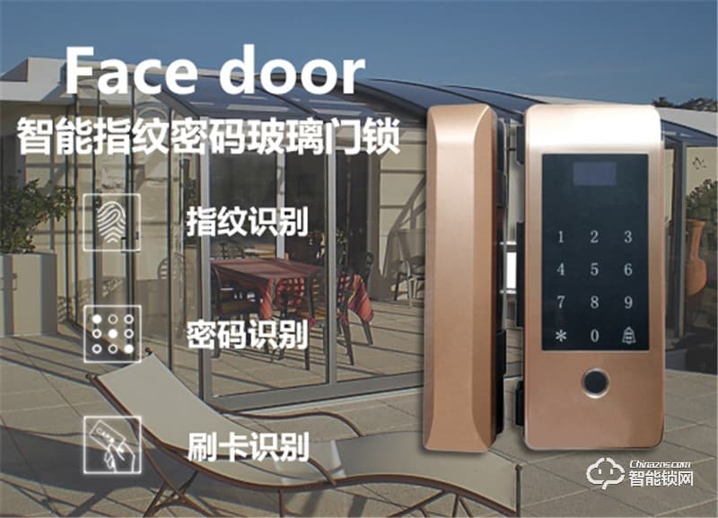 中祥Facedoor智能锁 F19-D1指纹密码玻璃门锁