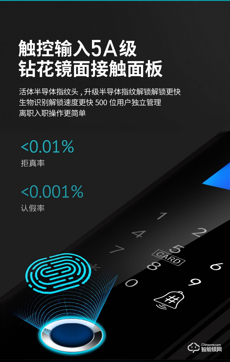 新视图 ZZL002指纹锁免开孔玻璃门锁