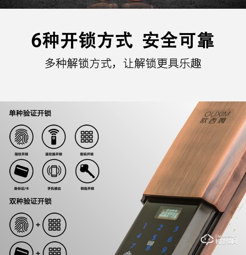 欧西姆智能锁 M1880F家用防盗门锁刷卡密码锁