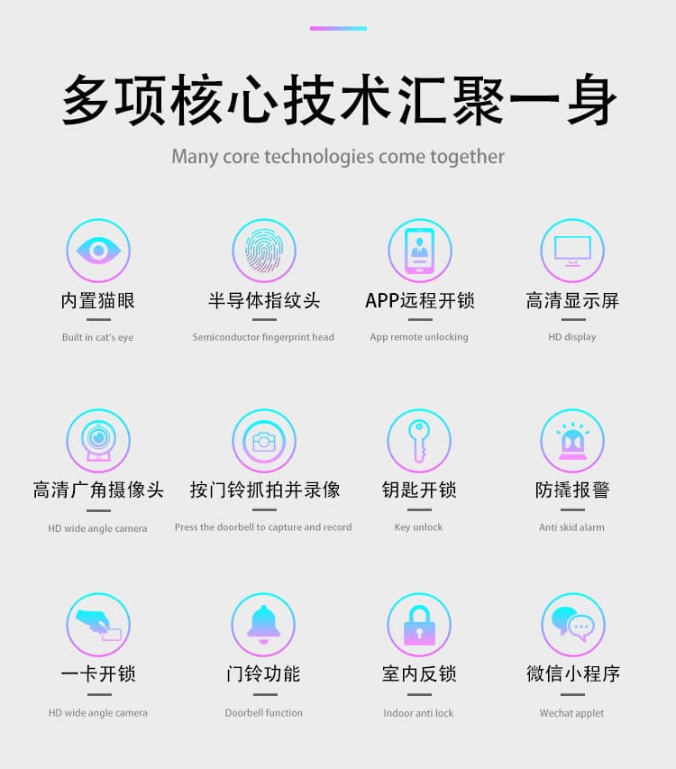 爱尔家智能锁 迈巴赫1号手机远程可视猫眼智能锁