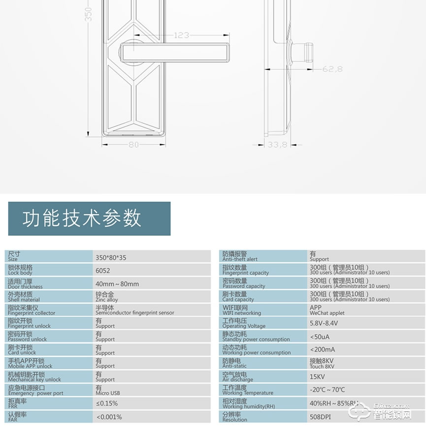 骏奇智能锁 JQ181滑盖家用防盗门锁