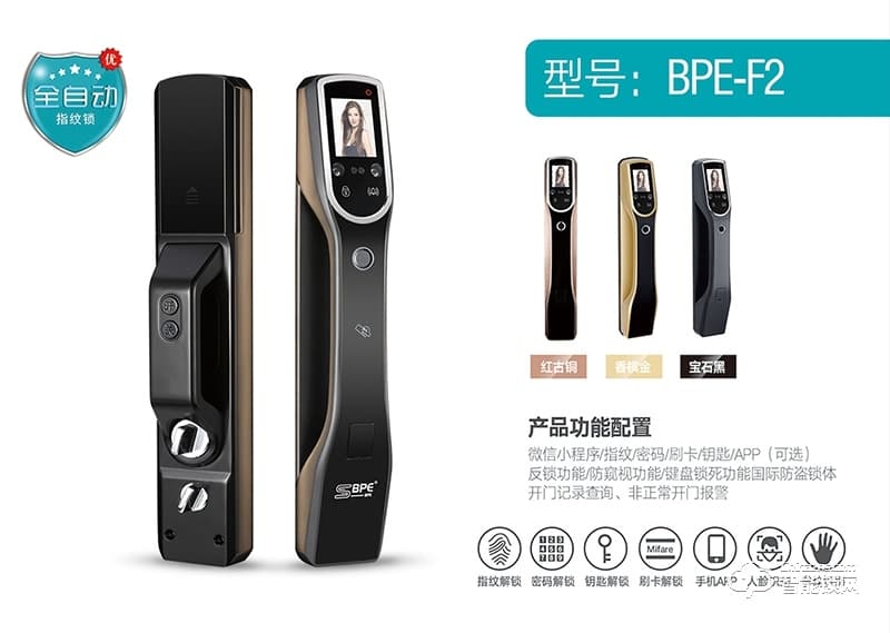 BPE智能锁 F2全自动人脸识别锁门锁