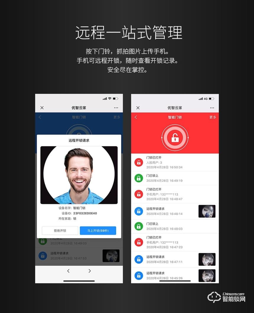 开心橙子智能锁 R20全自动人脸识别指纹锁