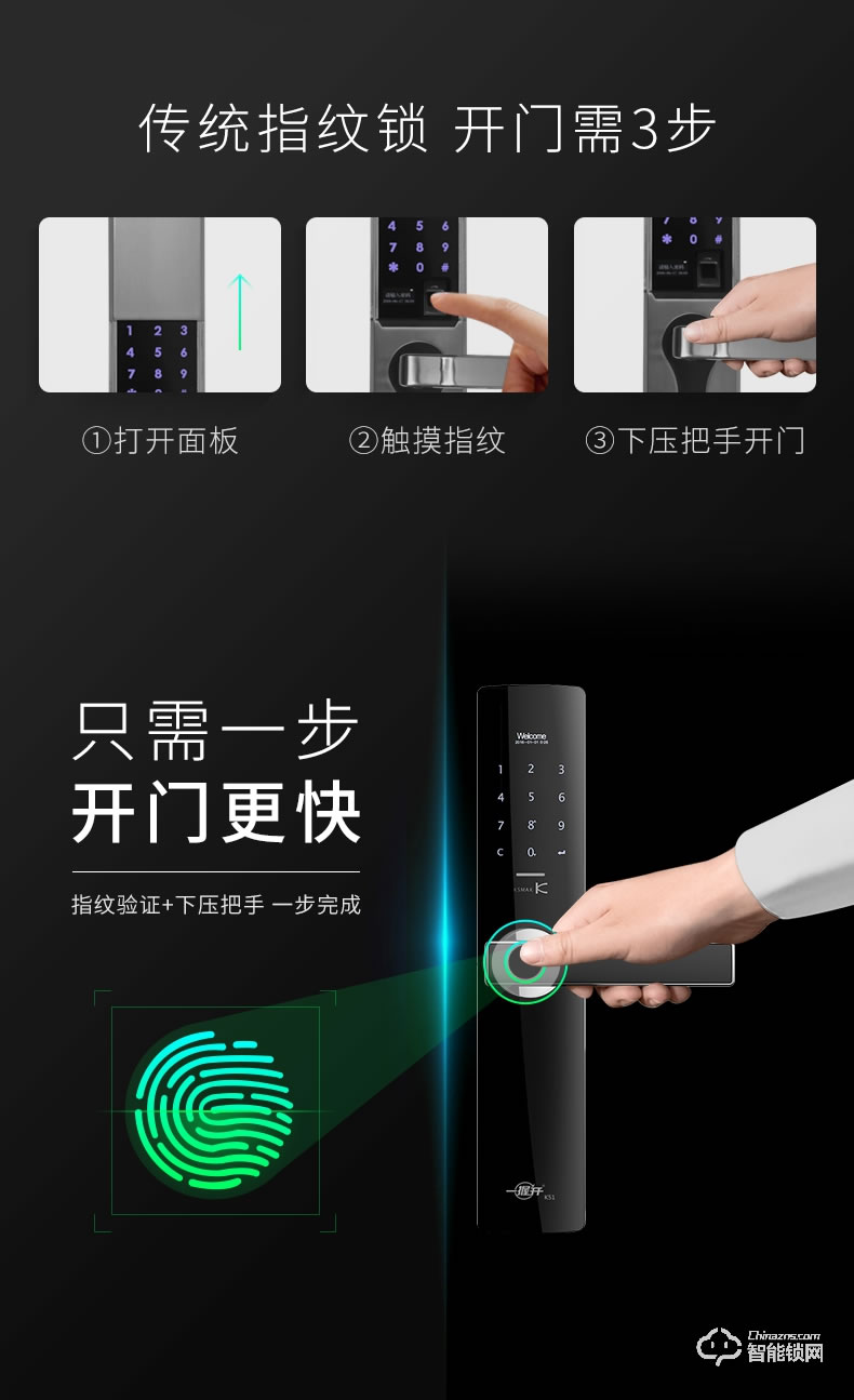 金指码智能锁 K51一握开防盗门智能门锁电子锁