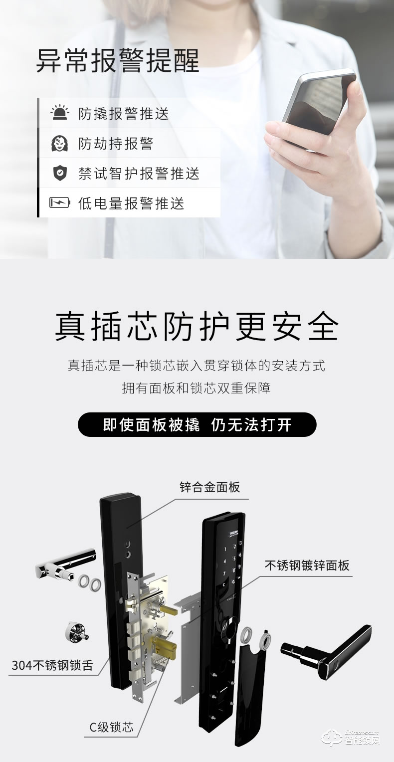 金指码智能锁 K51一握开防盗门智能门锁电子锁