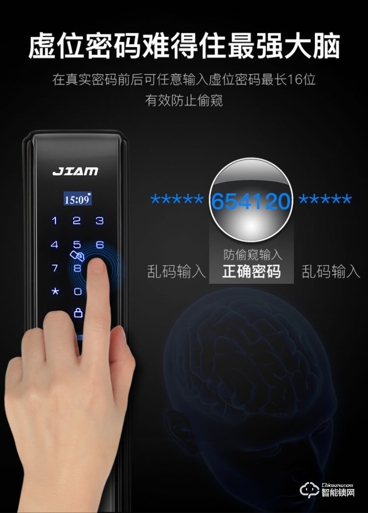 珈门智能锁 JM-Q3推拉式全自动指纹锁