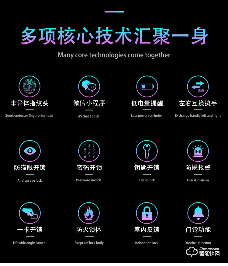 爱尔家智能锁 Z11-M一指握把手指纹锁猫眼智能锁