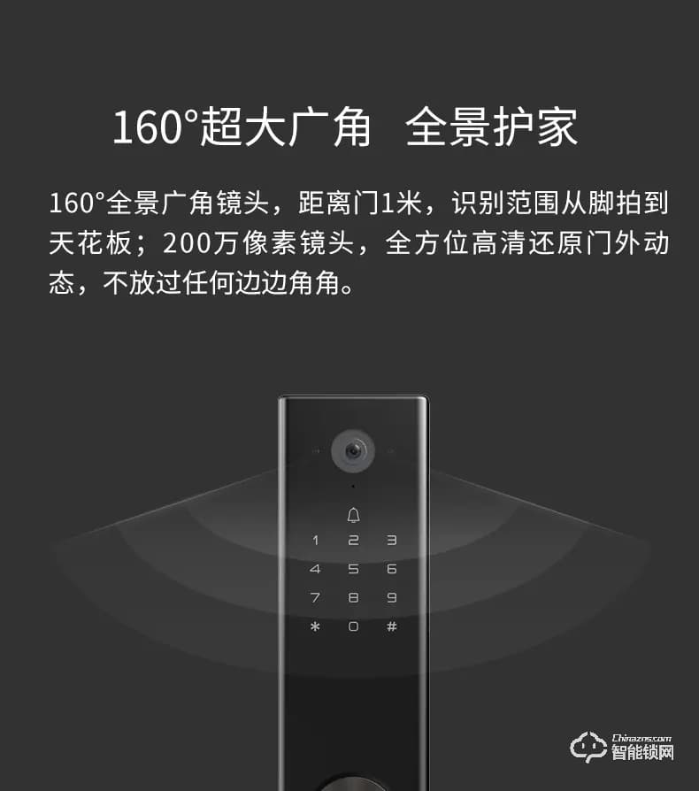 德施曼智能锁 V9直板一握开猫眼智能门锁