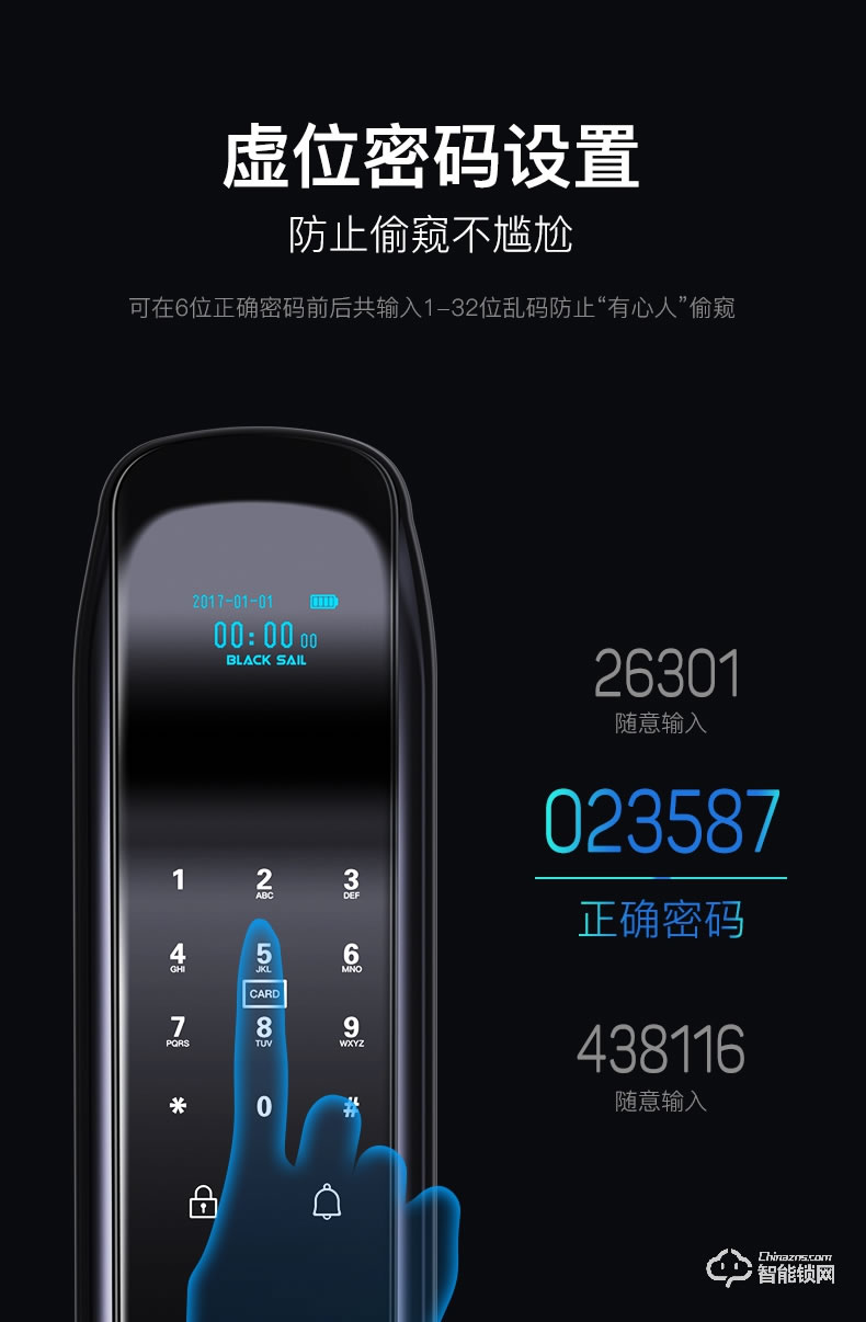 黑帆智能锁 MJ002家用防盗门木门磁卡锁