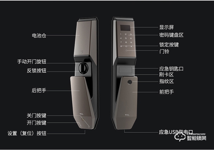TCL智能锁 K1S-W推拉式防盗门智能门锁密码锁