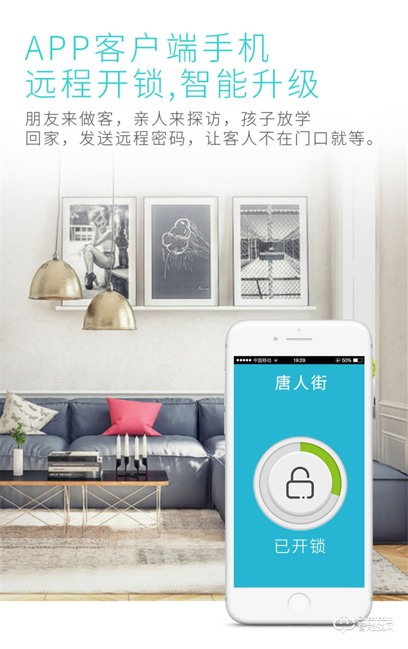唐人街智能锁 A15一握开家用防盗门智能锁
