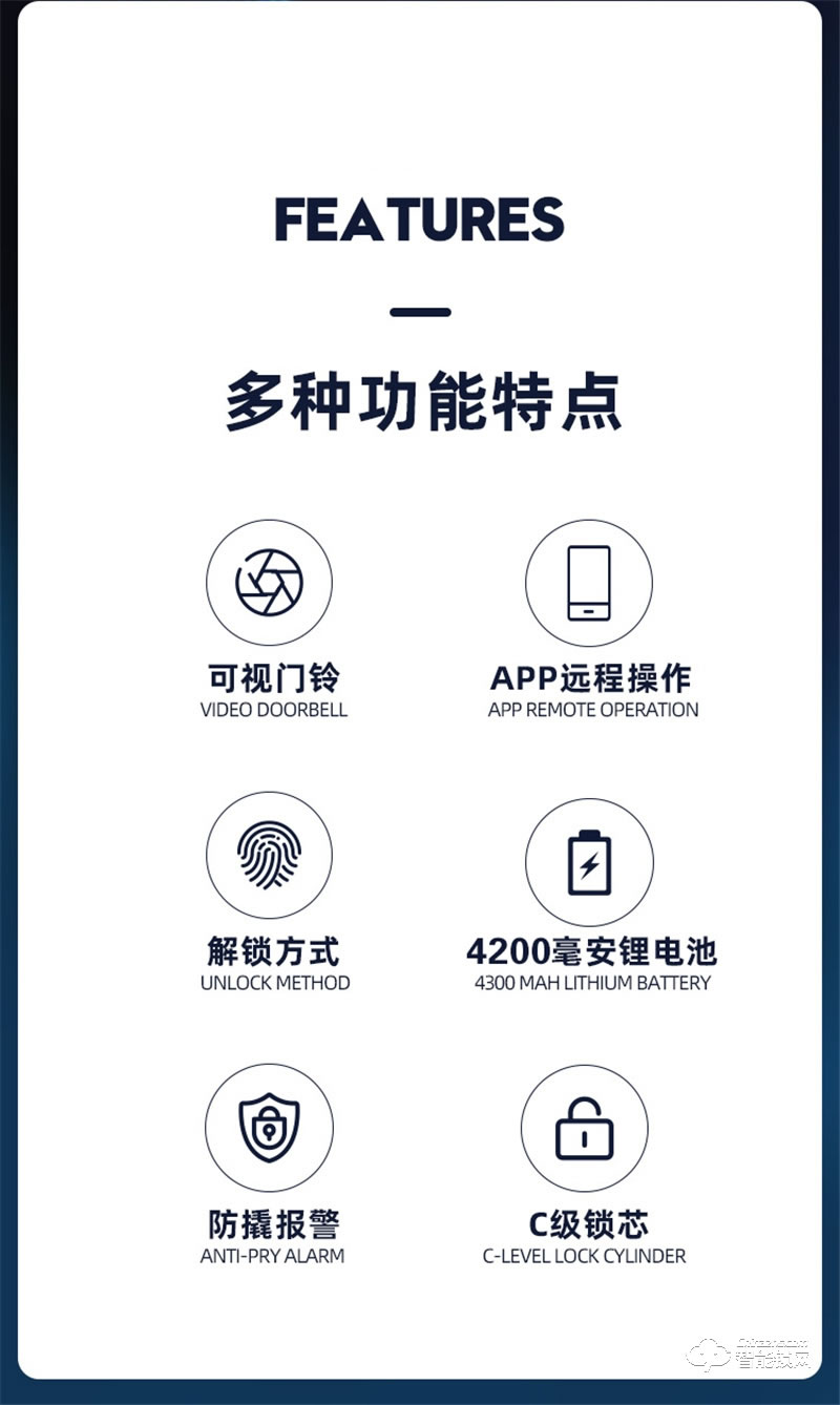 魅指可视猫眼智能锁 广角摄像头