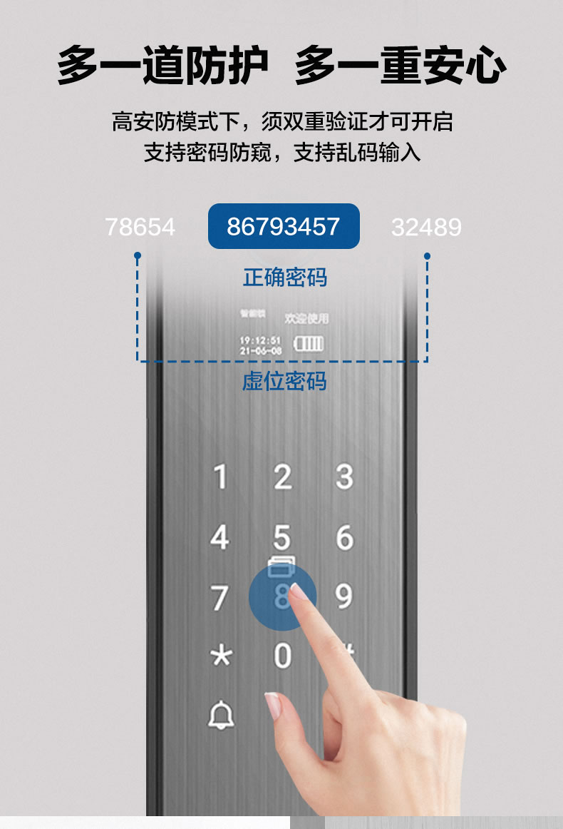 海尔智能锁28V可视猫眼指纹锁家用防盗门密码锁V28