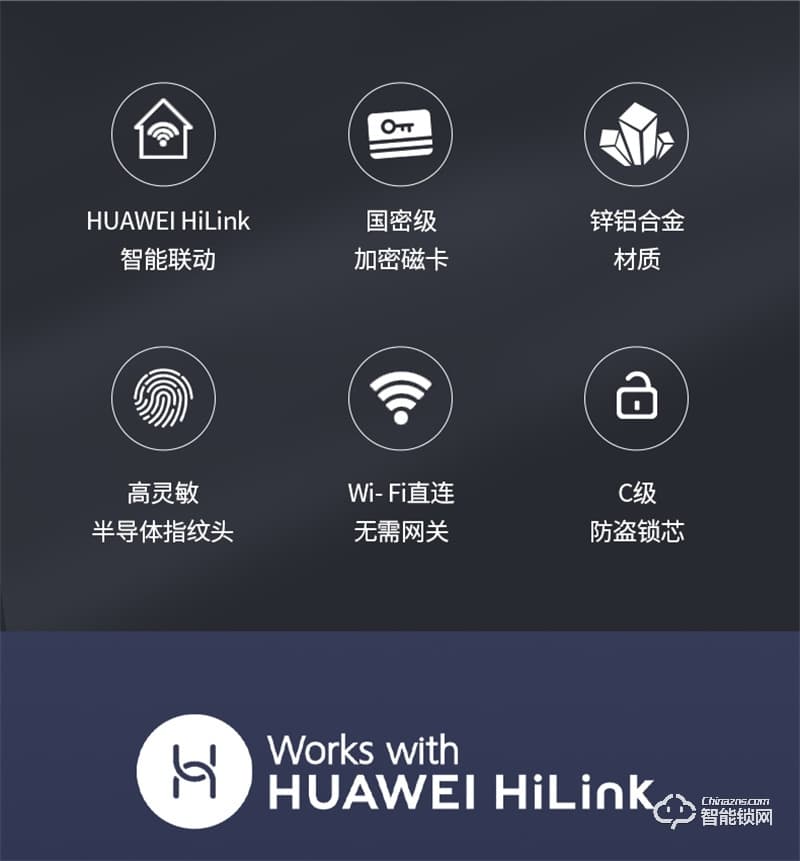 石将军指纹锁S3H 家用防盗门密码锁支持HUAWEI HiLink