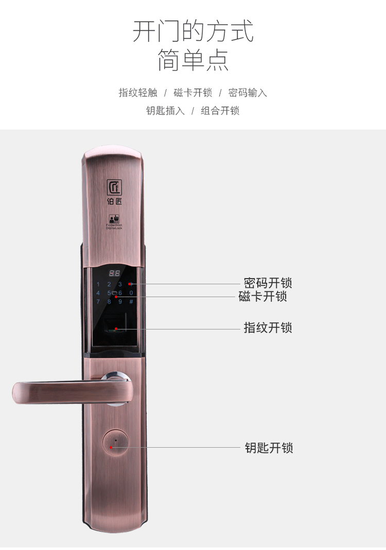 伯匠BJ-201智能锁 家用密码电子锁